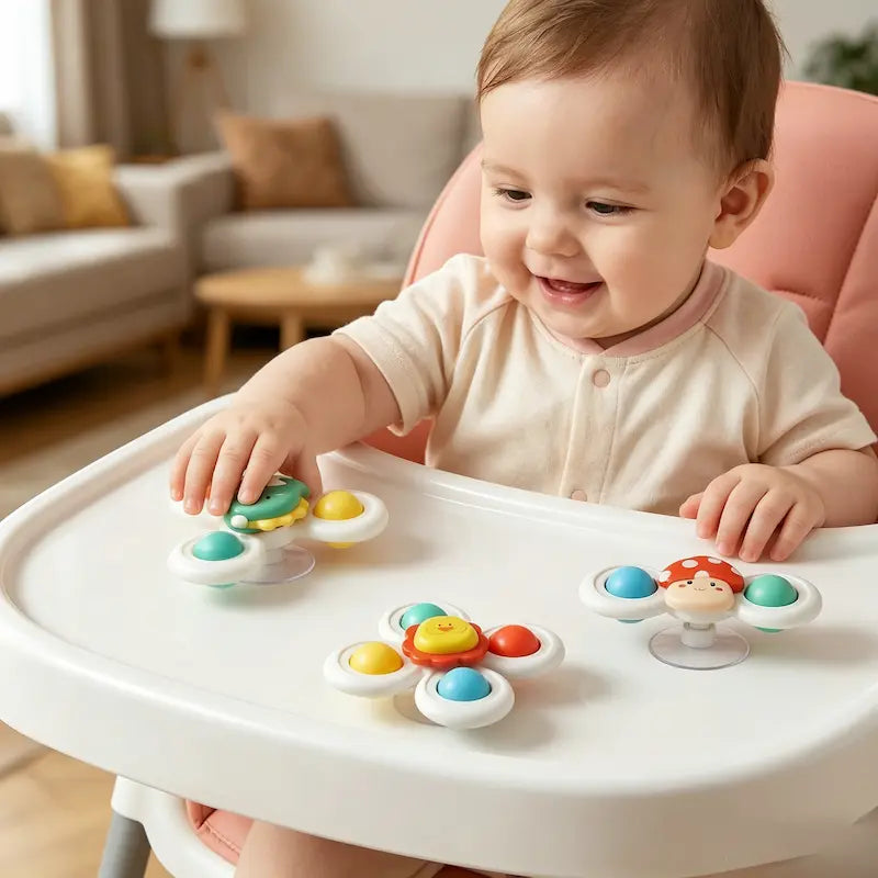 Baby Suction Cup Spinner Toys - 3-Pack Sensory & Bath Toys