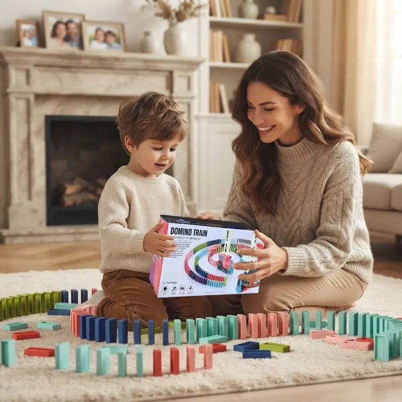 Kids Automated Domino Train Sorter & Building Toy Set