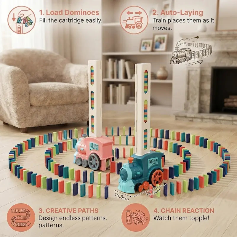 Kids Automated Domino Train Sorter & Building Toy Set