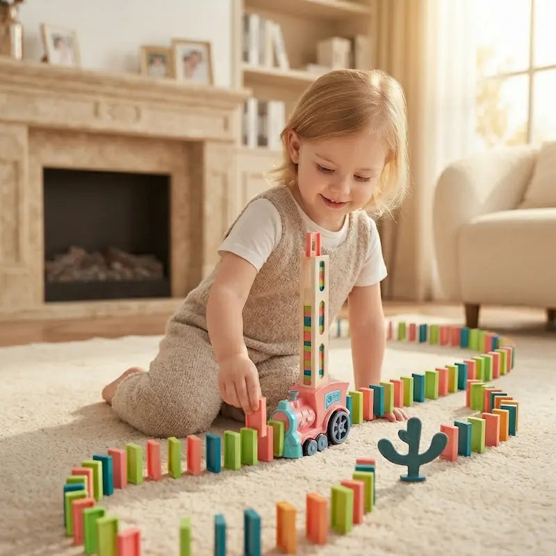 Kids Automated Domino Train Sorter & Building Toy Set
