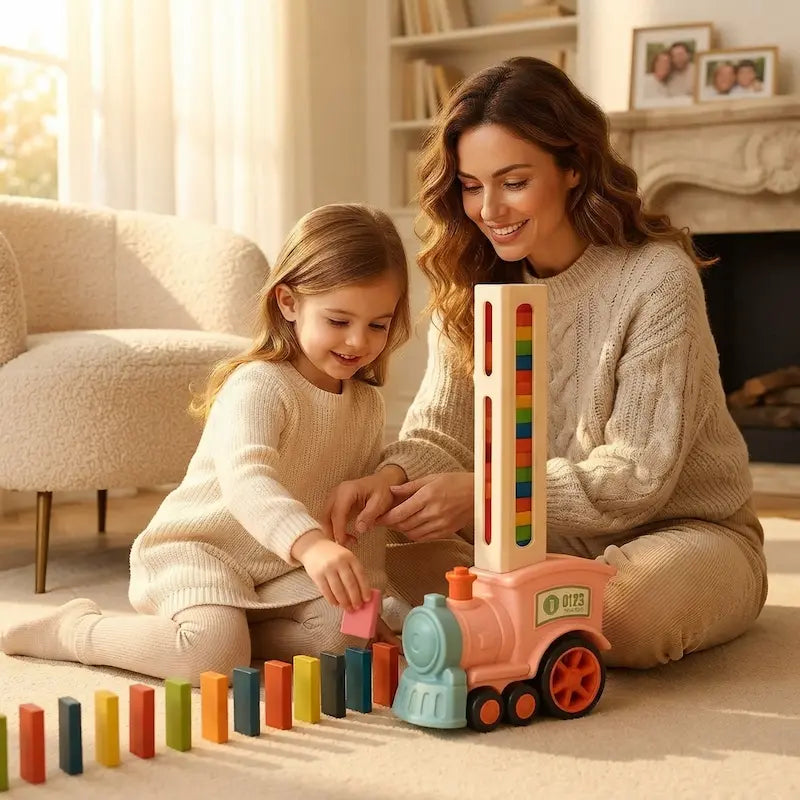 Kids Automated Domino Train Sorter & Building Toy Set