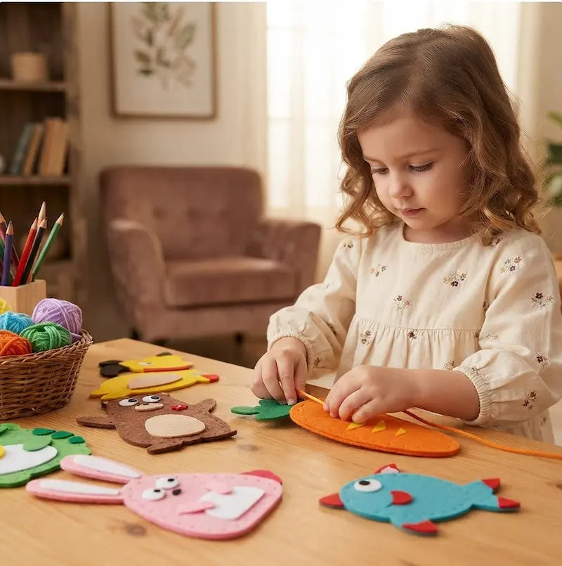 Safe DIY Felt Animal Sewing Craft Kit for Kids