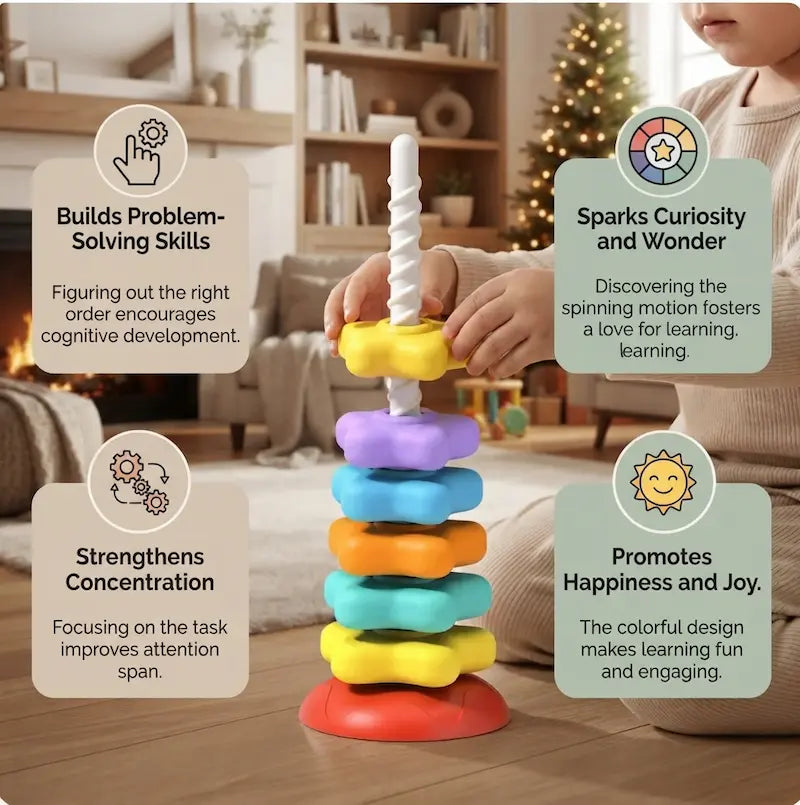 Rainbow Spinning Tower | Montessori Fine Motor Skill Toy