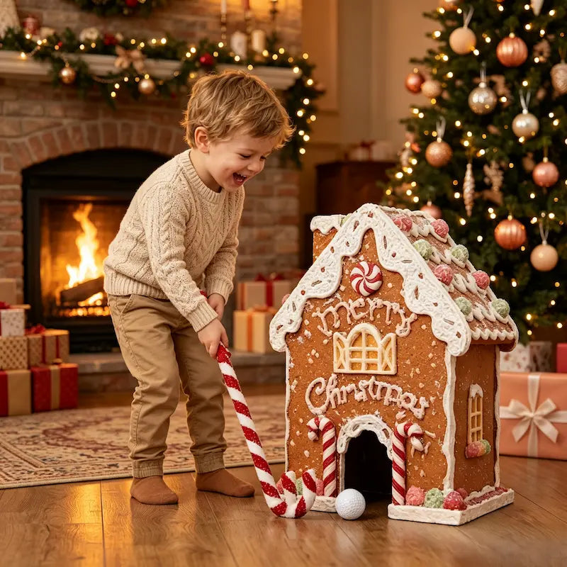 Christmas Gingerbread House Mini Golf Set Toy for Kids