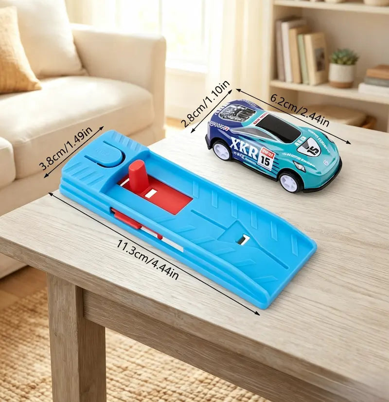 Press & Launch Kids Car Catapult Racing Set & Die-Cast Vehicles